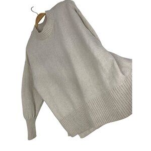 H&M Womens Large Beige Knit Sweater thick relaxed tunic RAA10441